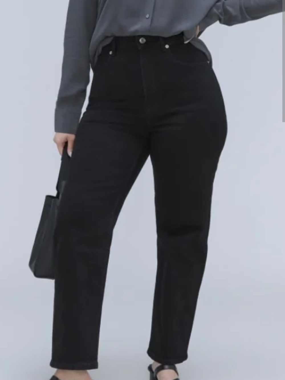 Everlane Black High-Rise Straight-Leg Jeans black - 25L - 29" Inseam